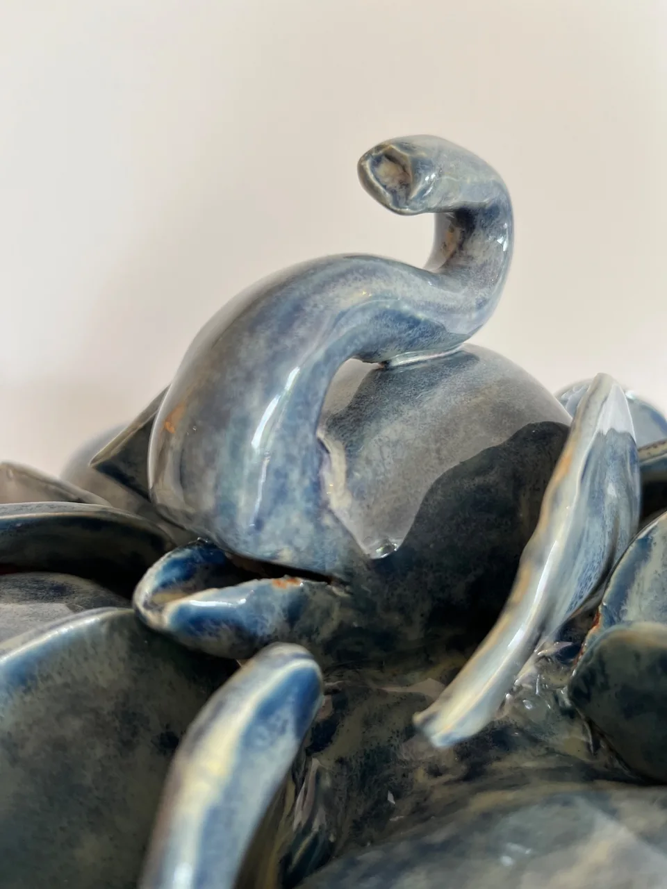 Blue trumpeting elephant herd with mouth open